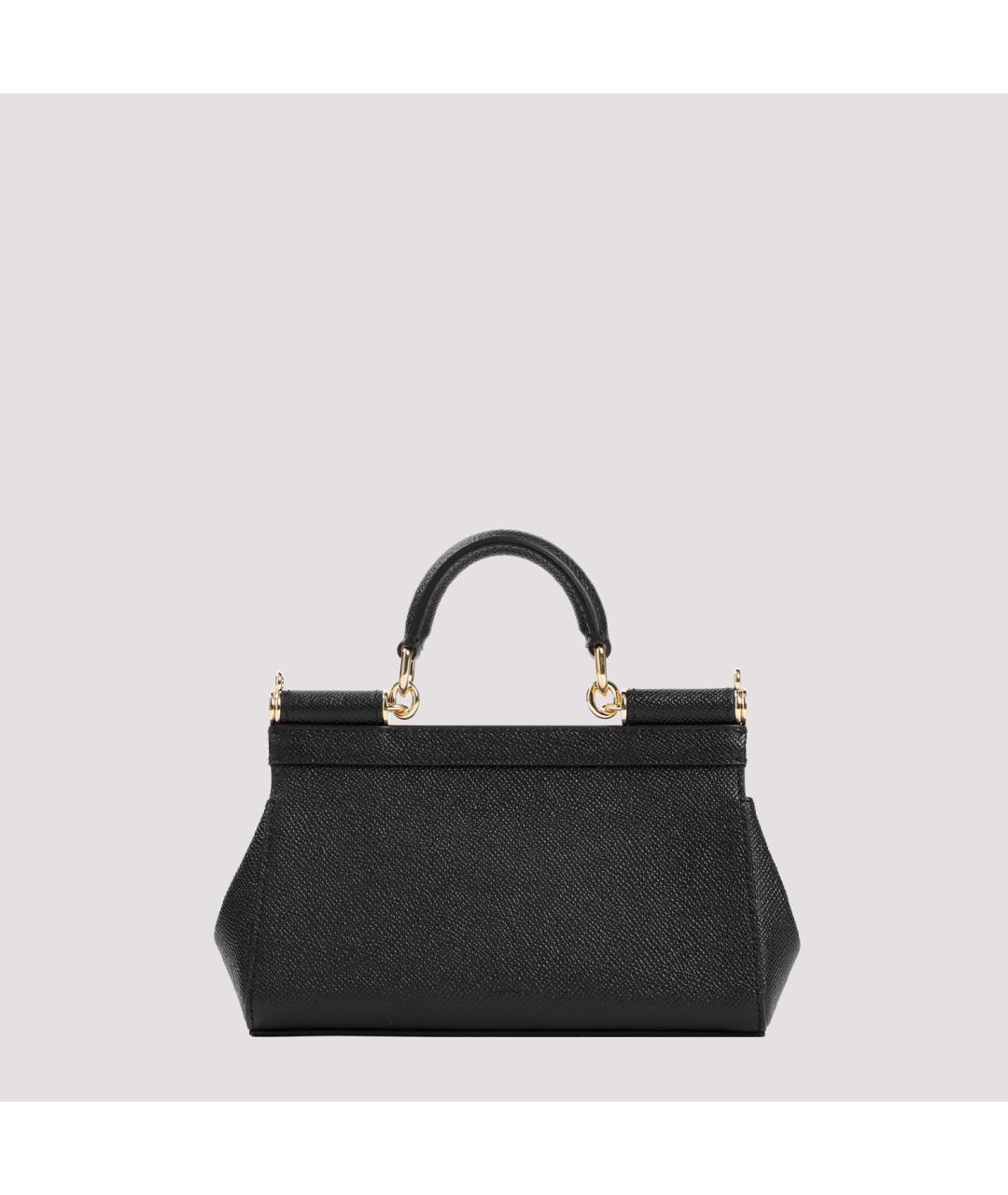 DOLCE&GABBANA Черная кожаная сумка с короткими ручками, фото 5