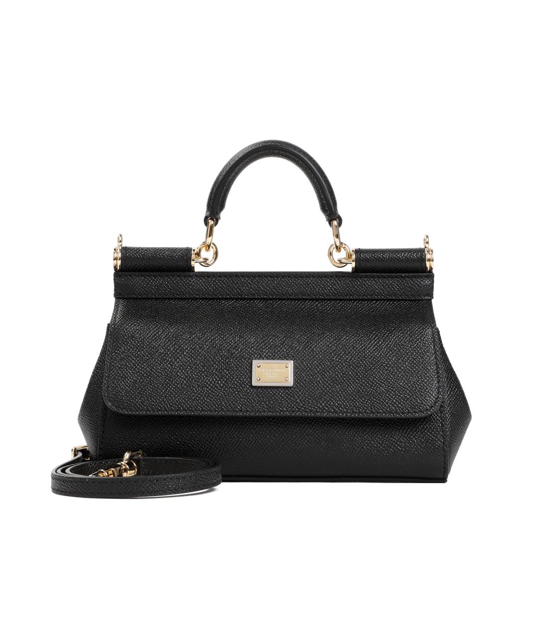 DOLCE&GABBANA Черная кожаная сумка с короткими ручками, фото 1