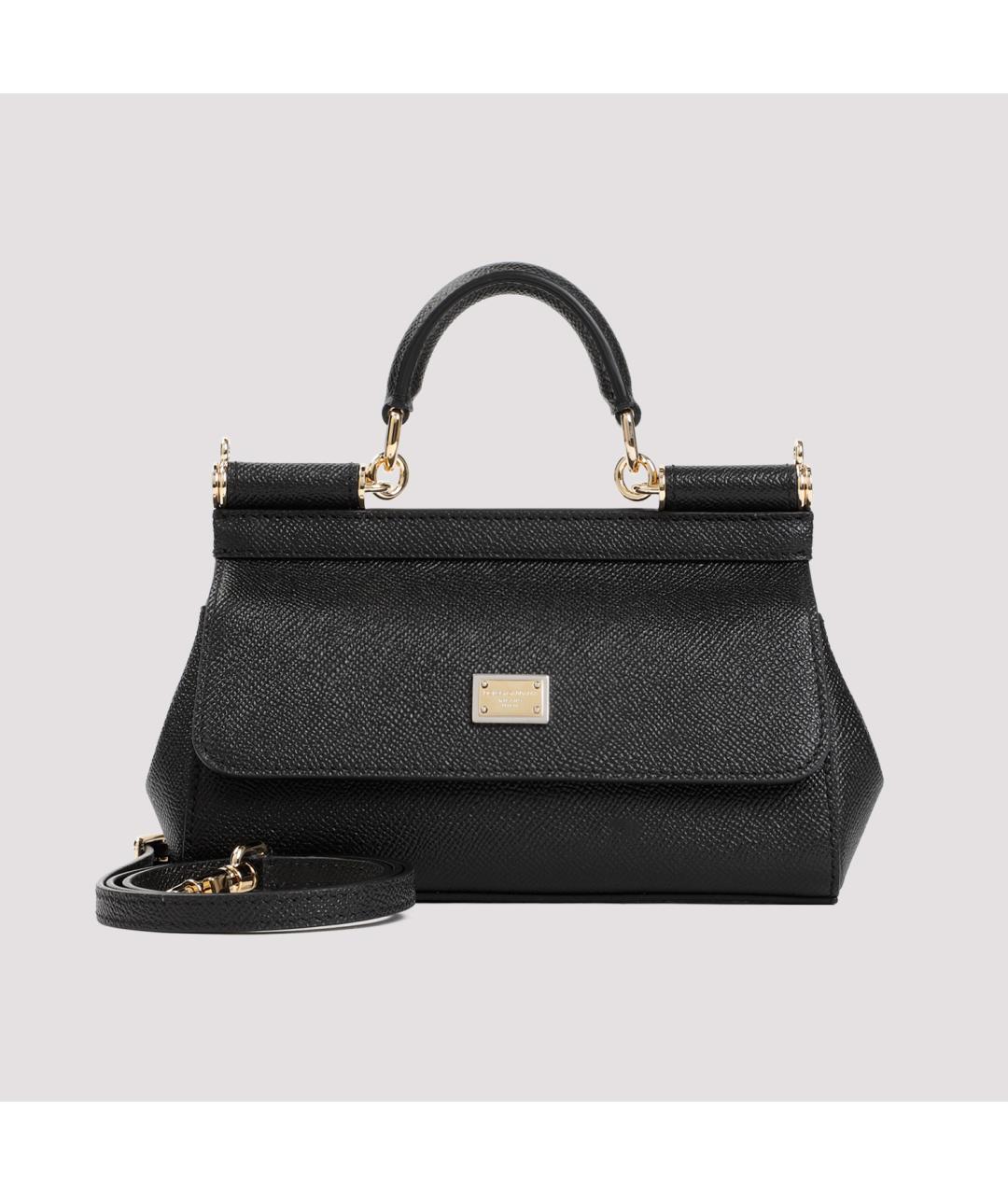 DOLCE&GABBANA Черная кожаная сумка с короткими ручками, фото 3