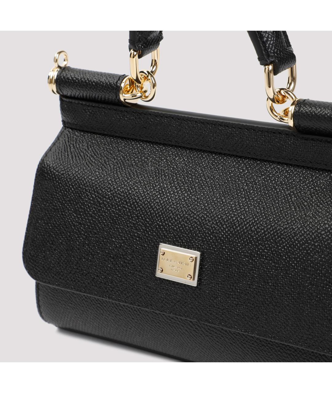 DOLCE&GABBANA Черная кожаная сумка с короткими ручками, фото 6