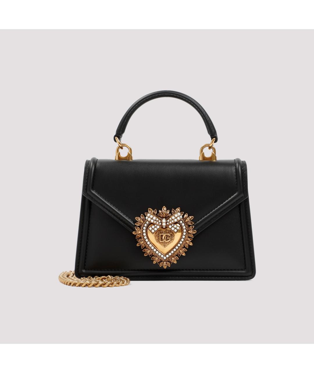 DOLCE&GABBANA Черная кожаная сумка с короткими ручками, фото 3
