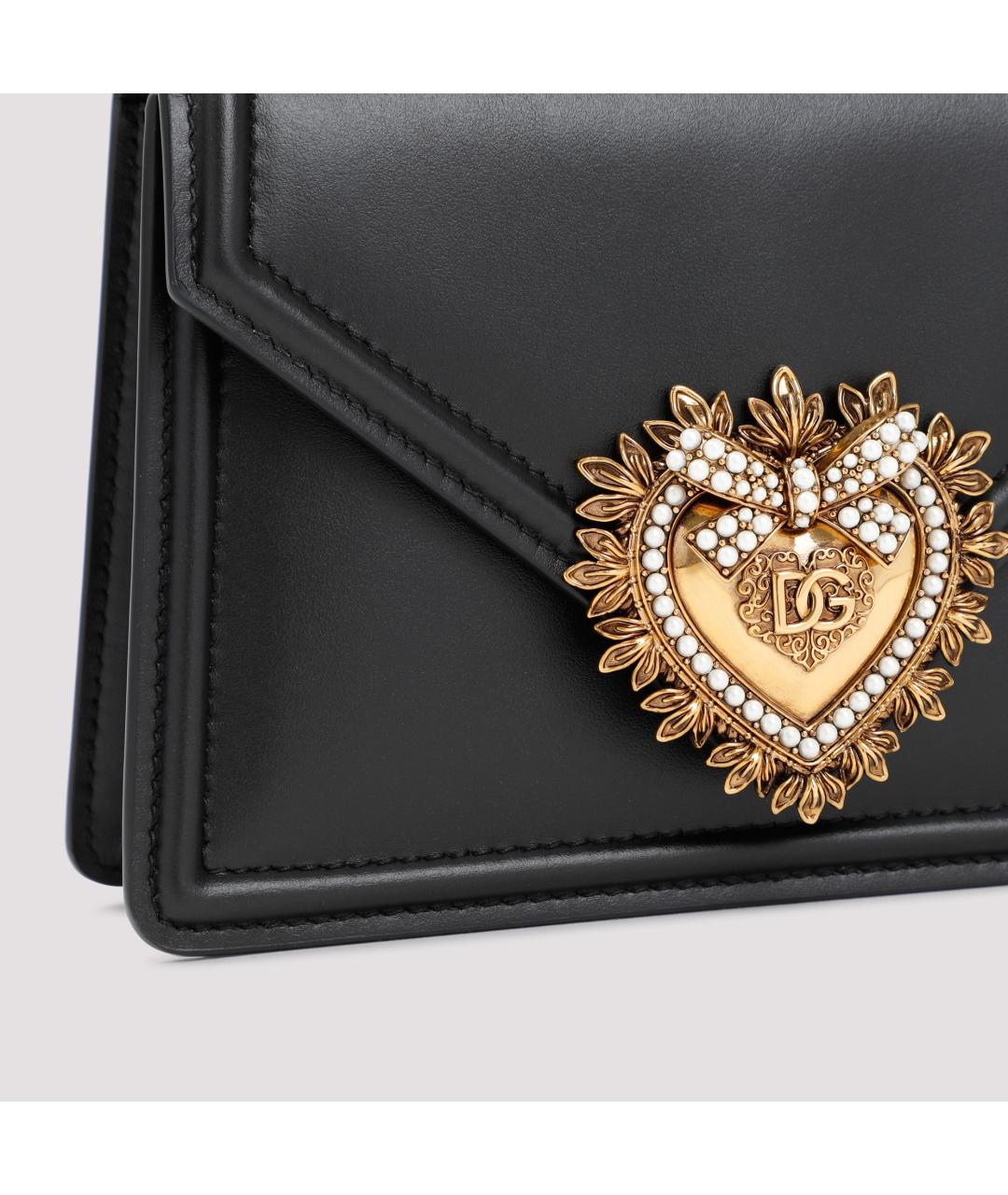 DOLCE&GABBANA Черная кожаная сумка с короткими ручками, фото 6