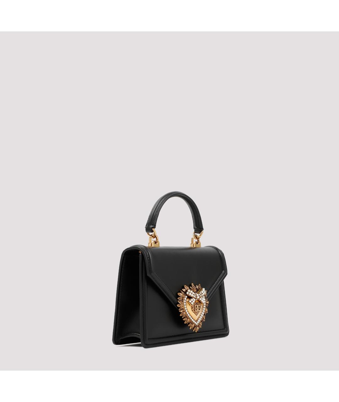 DOLCE&GABBANA Черная кожаная сумка с короткими ручками, фото 5