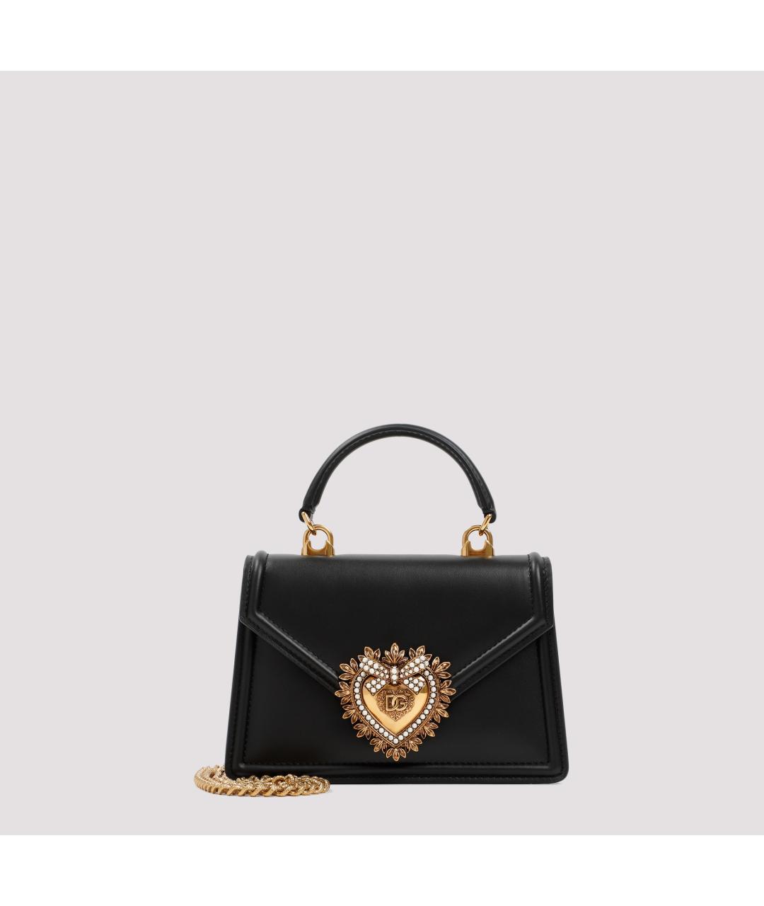 DOLCE&GABBANA Черная кожаная сумка с короткими ручками, фото 2