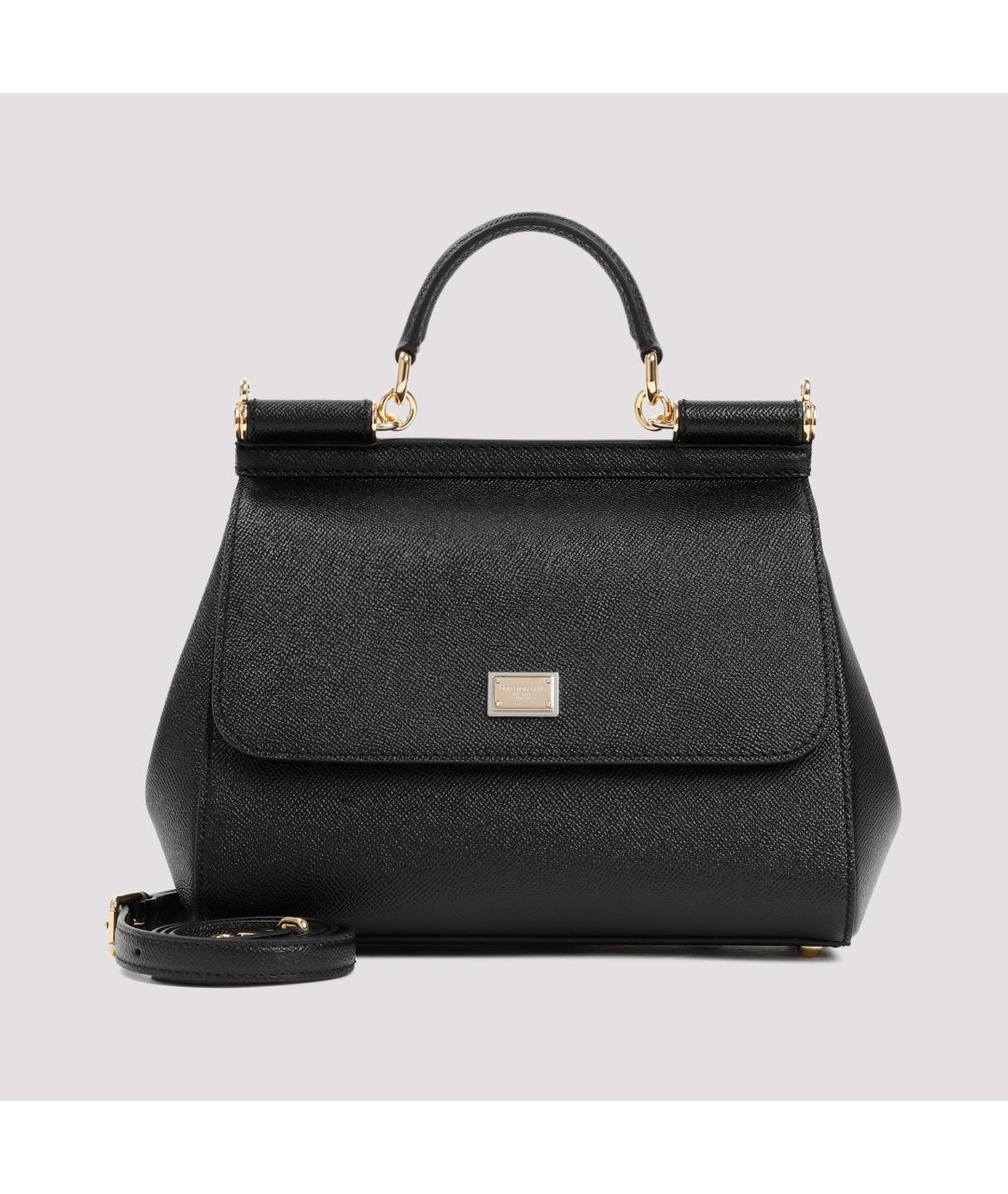 DOLCE&GABBANA Черная кожаная сумка с короткими ручками, фото 3