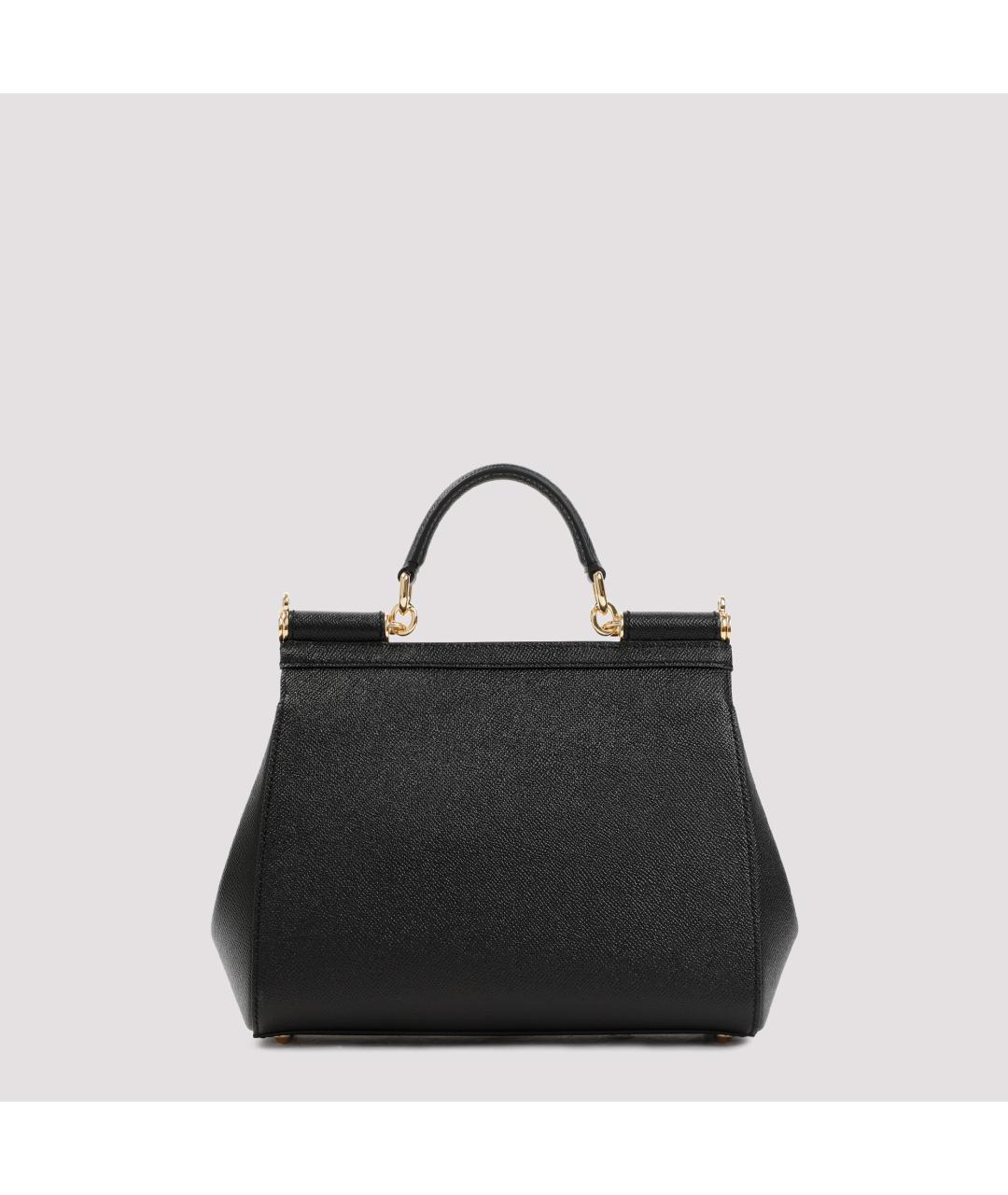 DOLCE&GABBANA Черная кожаная сумка с короткими ручками, фото 4