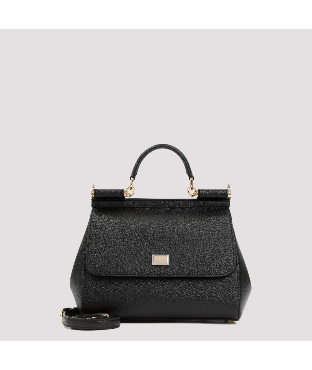 DOLCE&GABBANA Черная кожаная сумка с короткими ручками, фото 2