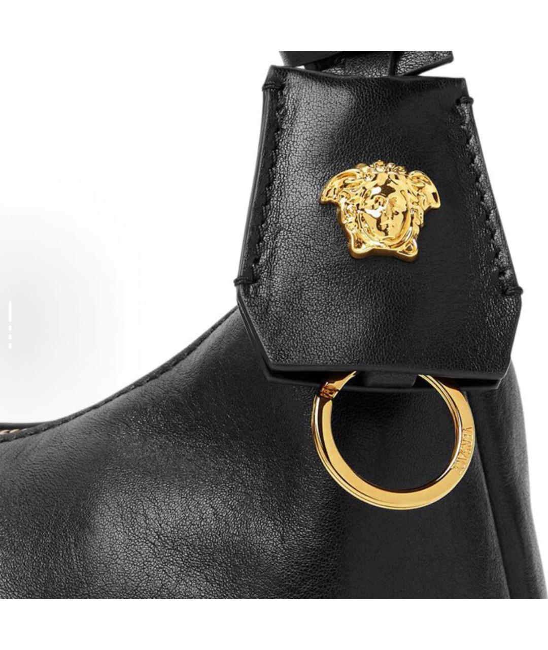 VERSACE Черная кожаная сумка с короткими ручками, фото 4
