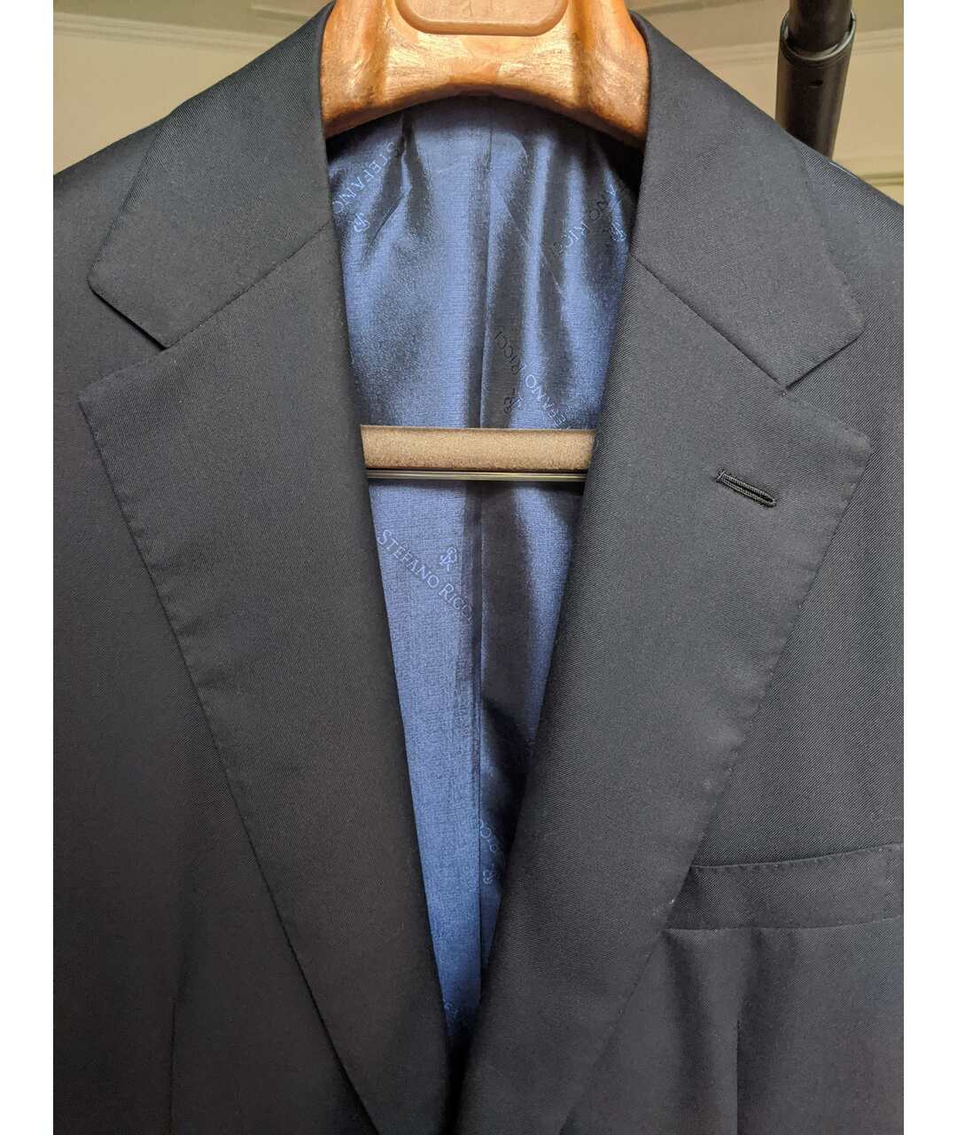 STEFANO RICCI Темно-синий шерстяной пиджак, фото 2