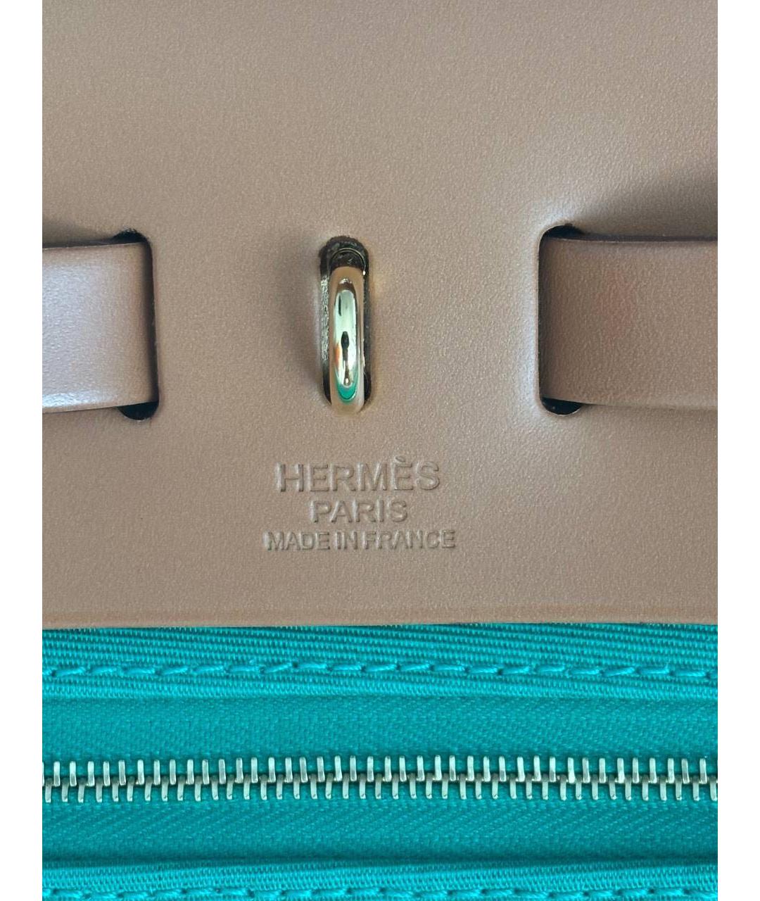 HERMES Бирюзовая тканевая сумка через плечо, фото 3