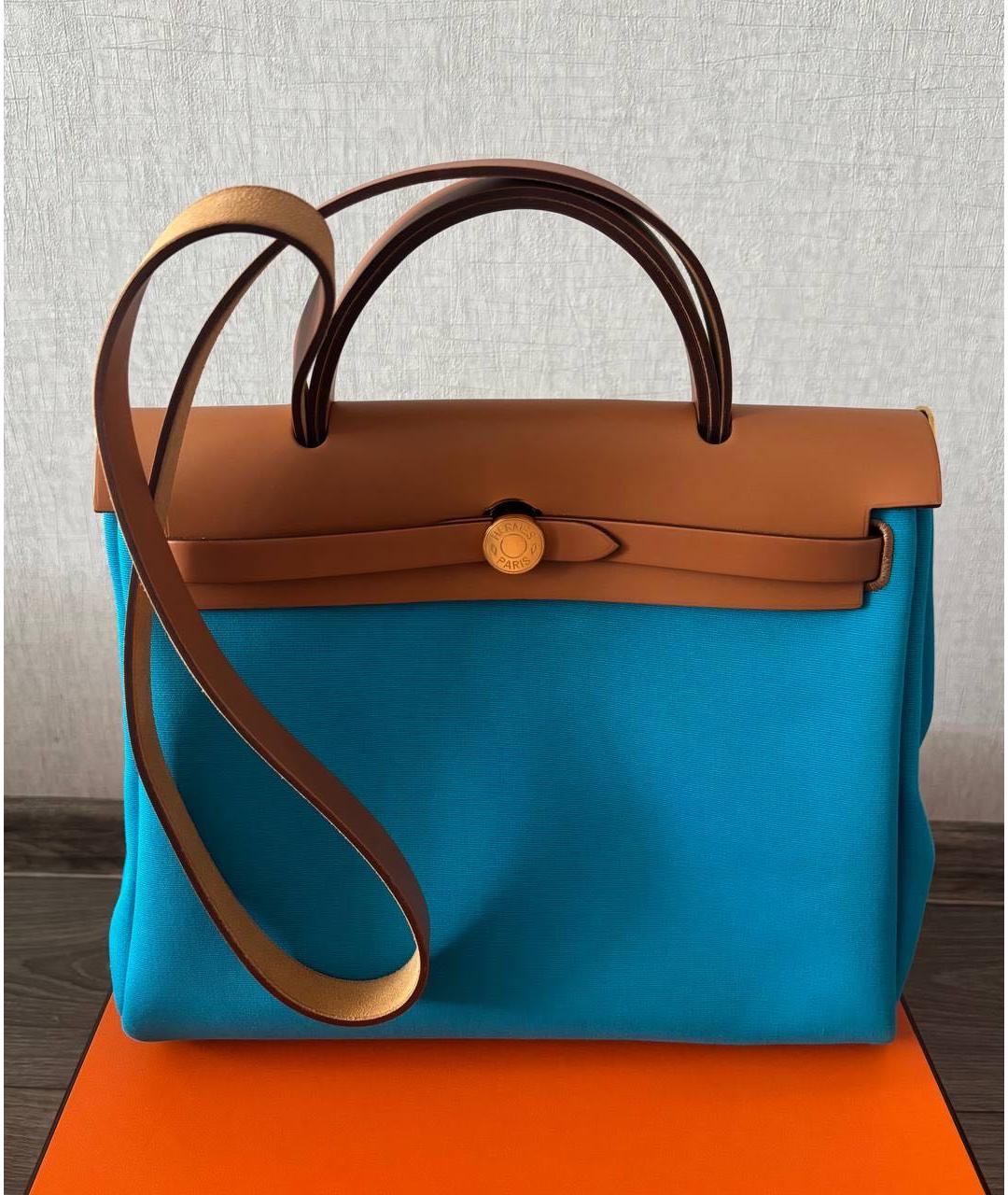 HERMES Бирюзовая тканевая сумка через плечо, фото 5
