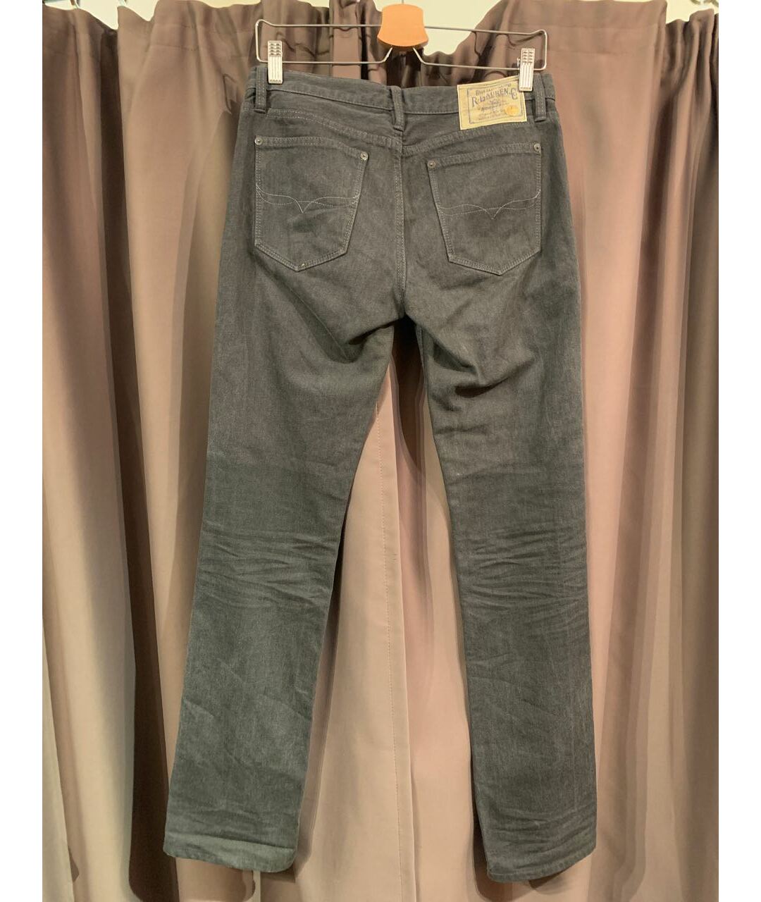 RALPH LAUREN Антрацитовые хлопковые прямые джинсы, фото 3