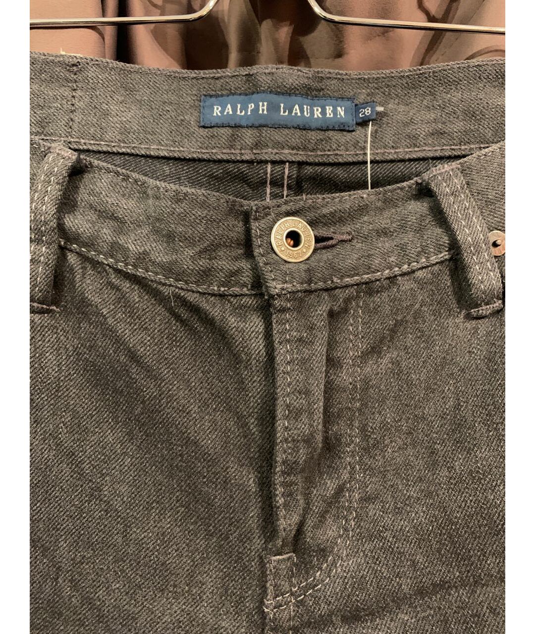 RALPH LAUREN Антрацитовые хлопковые прямые джинсы, фото 2