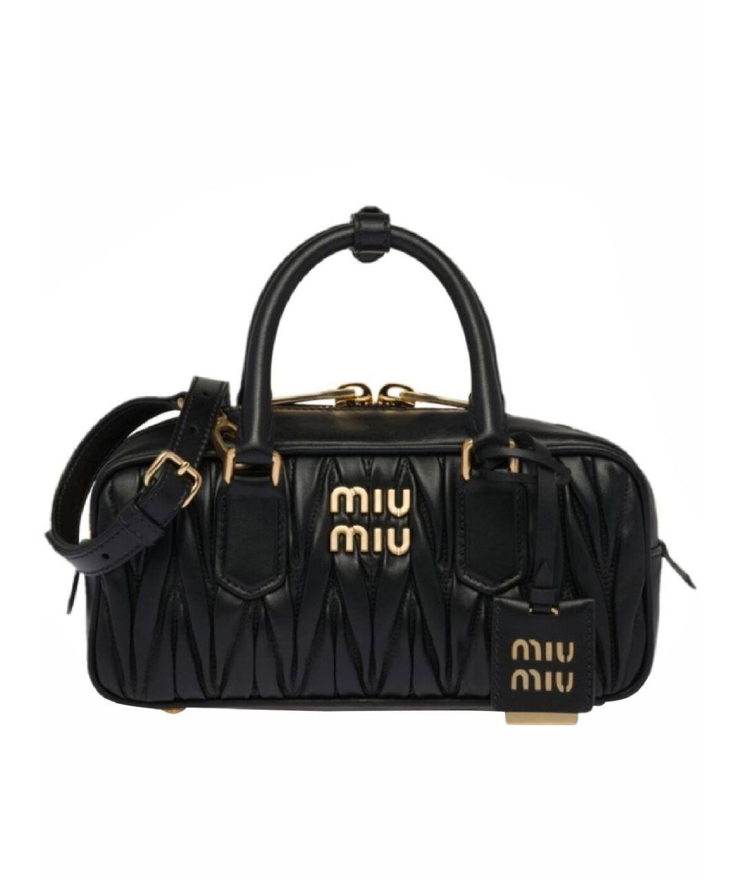 MIU MIU Черная кожаная сумка с короткими ручками, фото 1