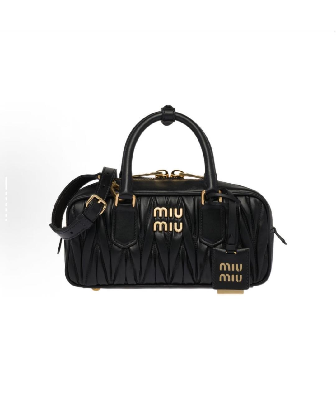 MIU MIU Черная кожаная сумка с короткими ручками, фото 7
