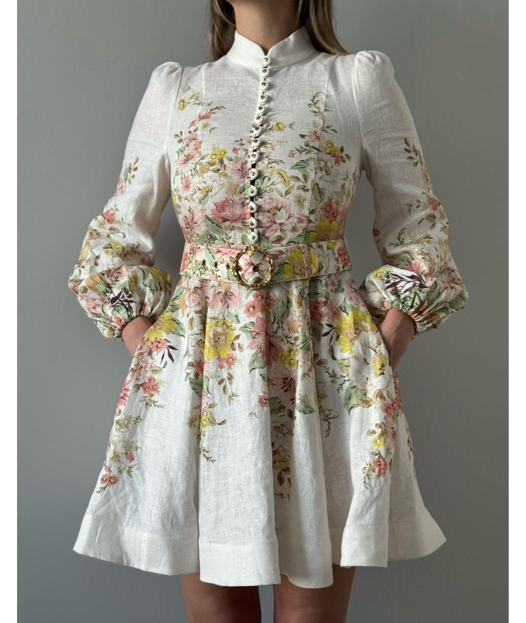 ZIMMERMANN Белое льняное повседневное платье, фото 5