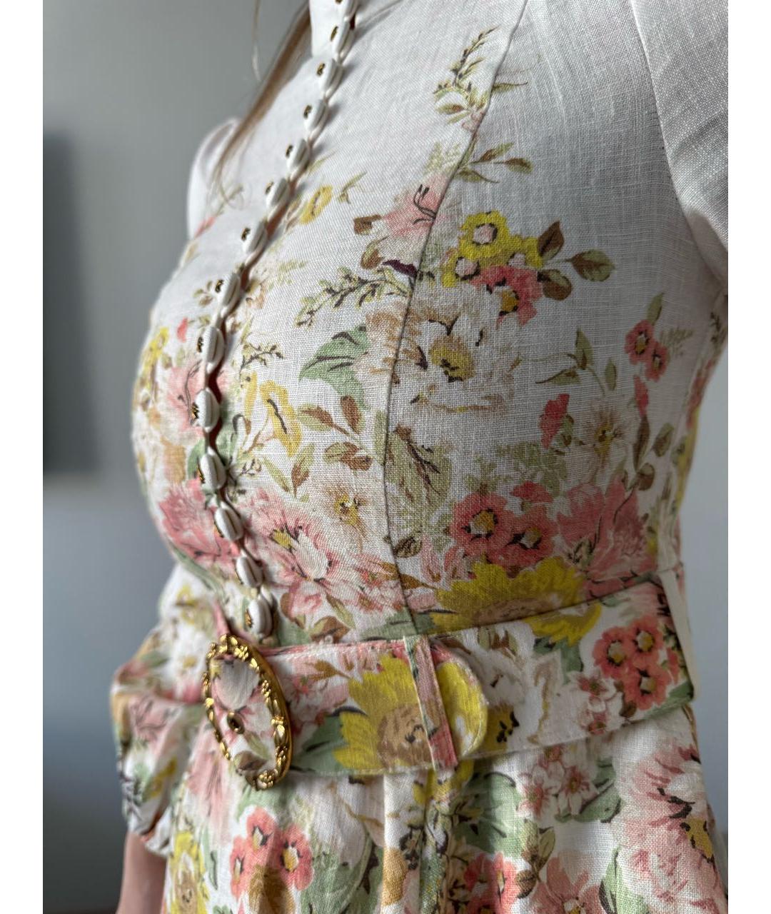 ZIMMERMANN Белое льняное повседневное платье, фото 4