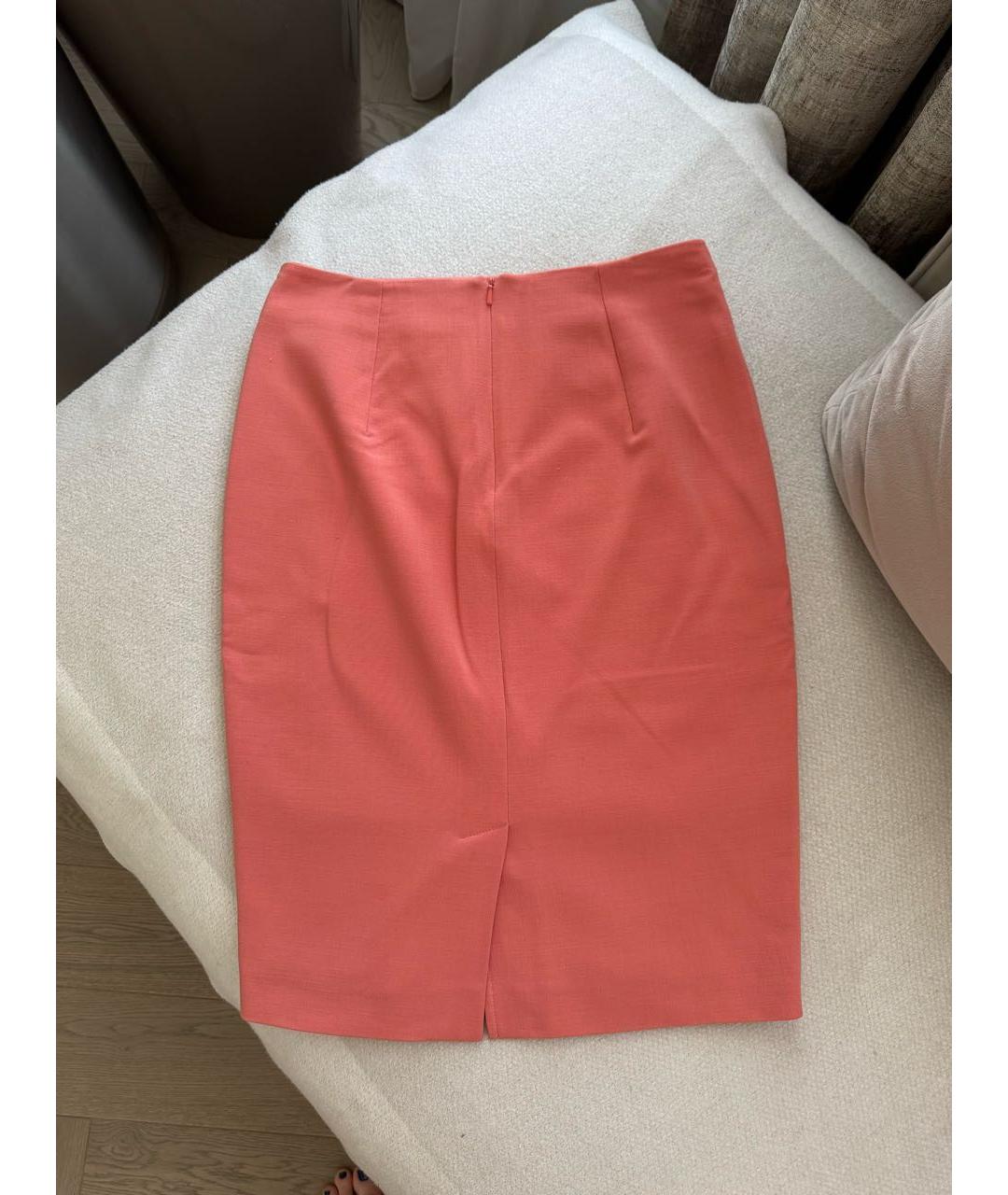 MAX MARA Оранжевая шерстяная юбка миди, фото 2