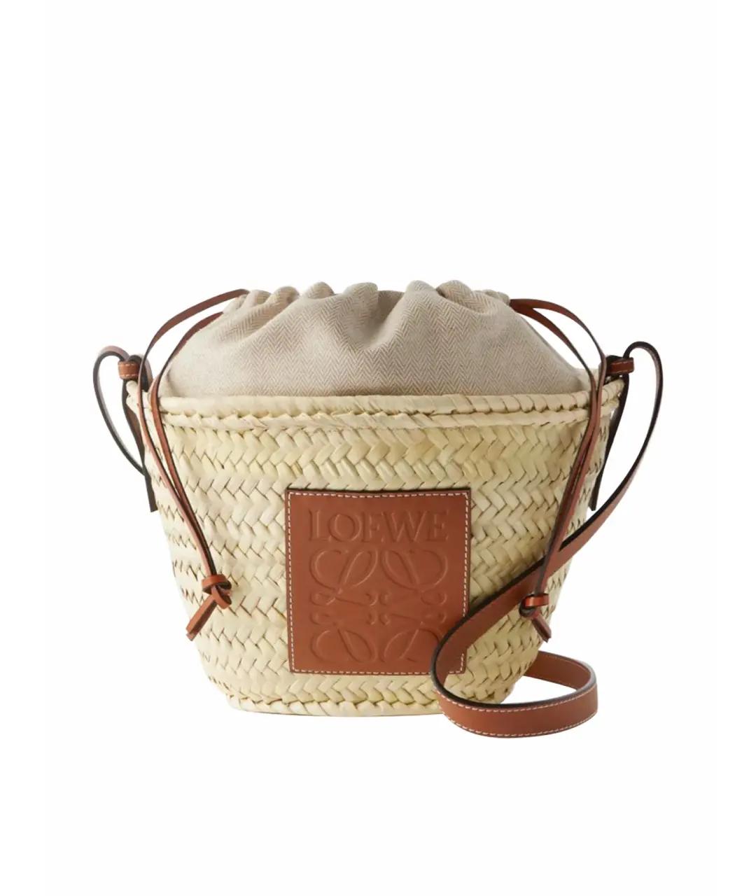 LOEWE Бежевая твидовая пляжная сумка, фото 1