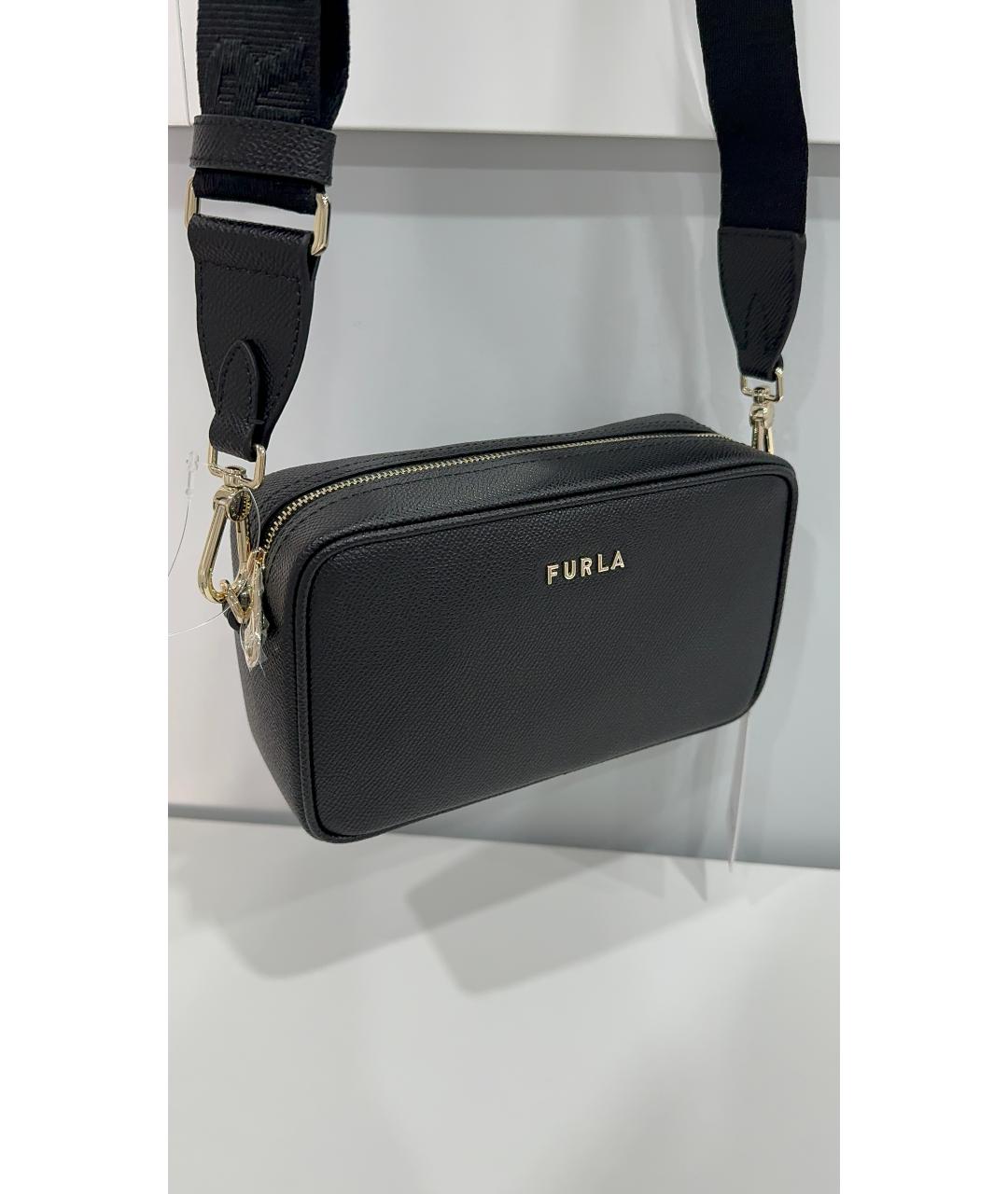 FURLA Черная кожаная сумка через плечо, фото 6
