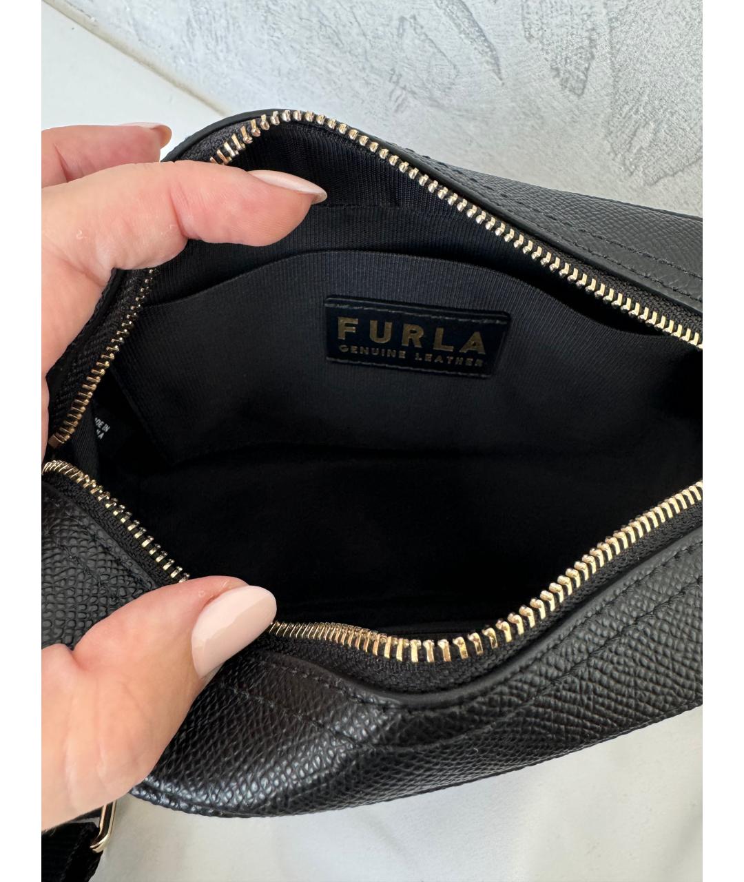 FURLA Черная кожаная сумка через плечо, фото 5