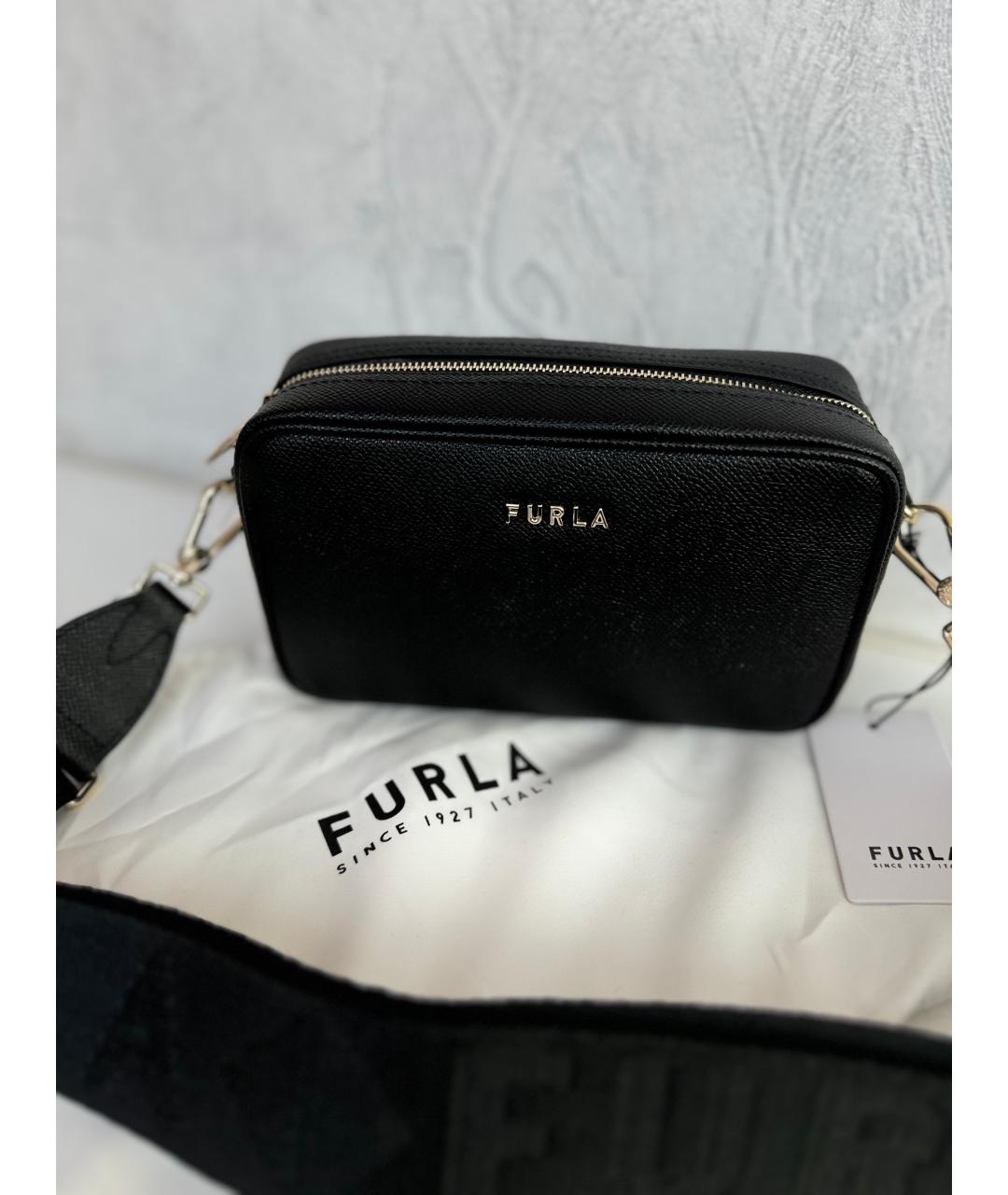 FURLA Черная кожаная сумка через плечо, фото 4