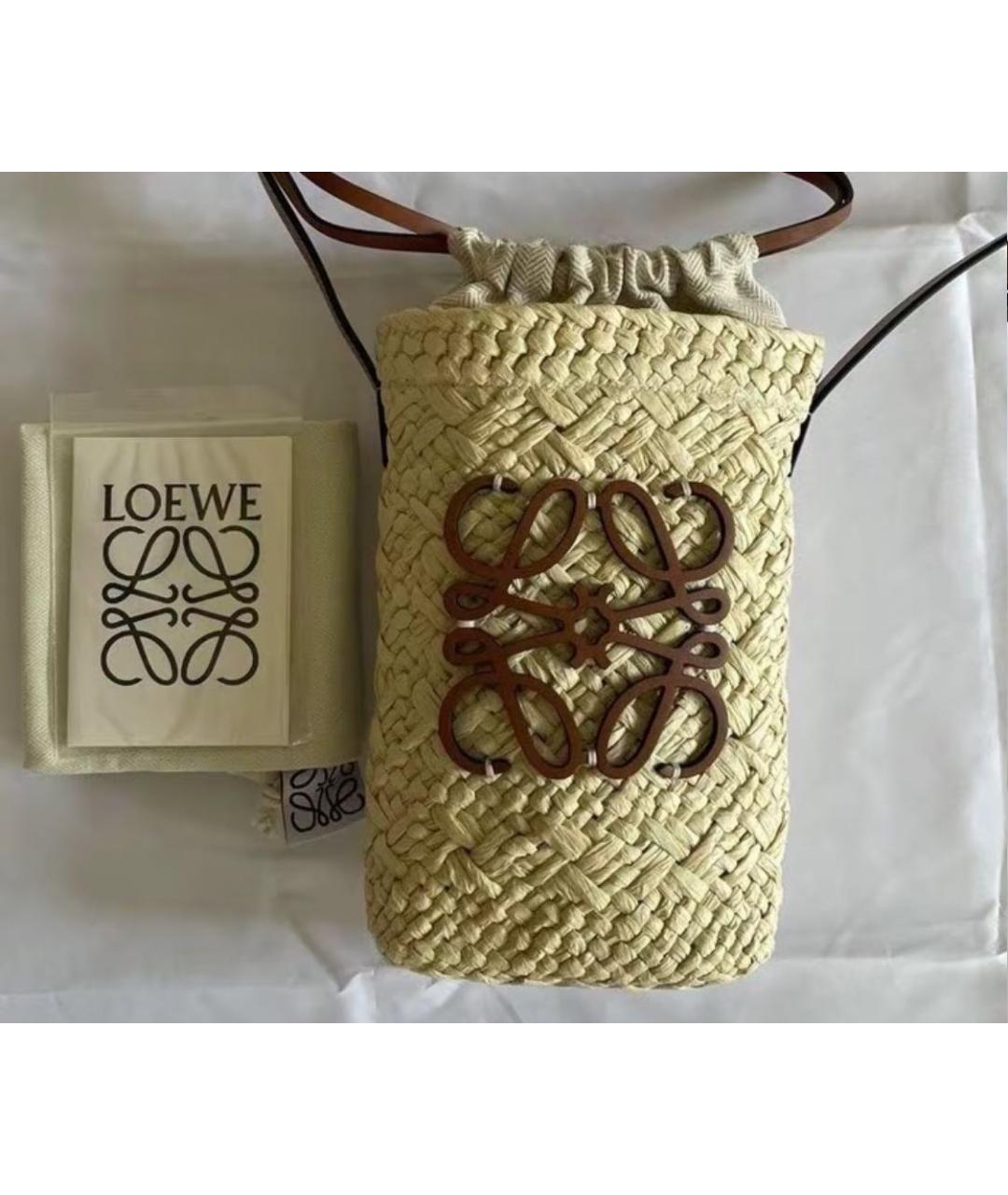 LOEWE Бежевая пелетеная пляжная сумка, фото 2