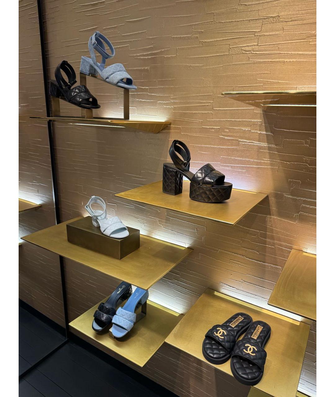 CHANEL Черные кожаные босоножки, фото 4