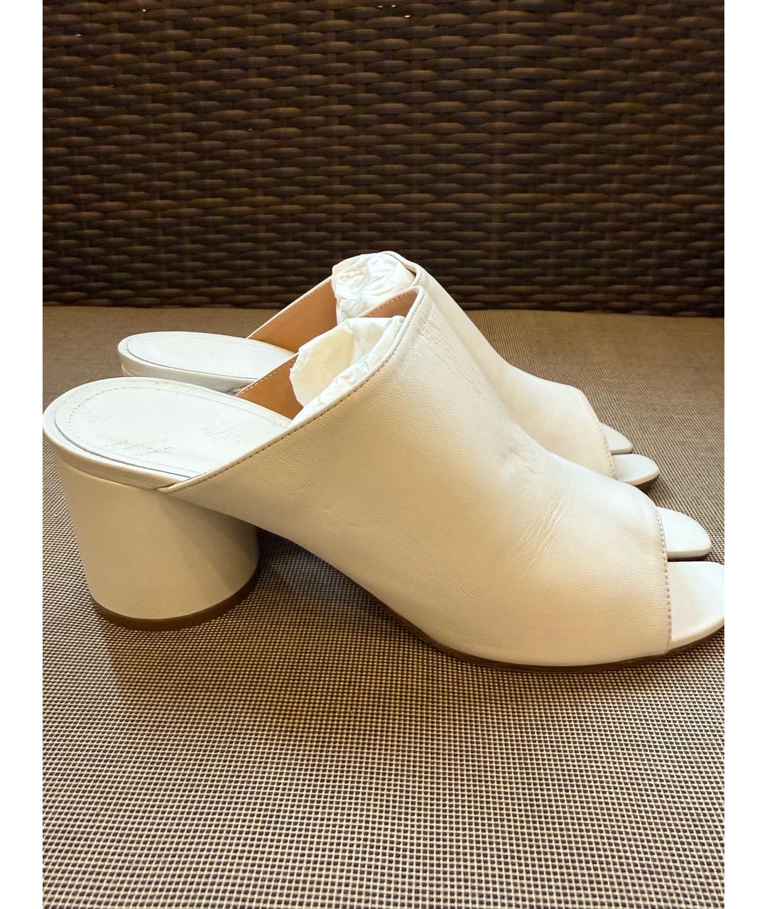 MM6 MAISON MARGIELA Белые кожаные мюли, фото 6
