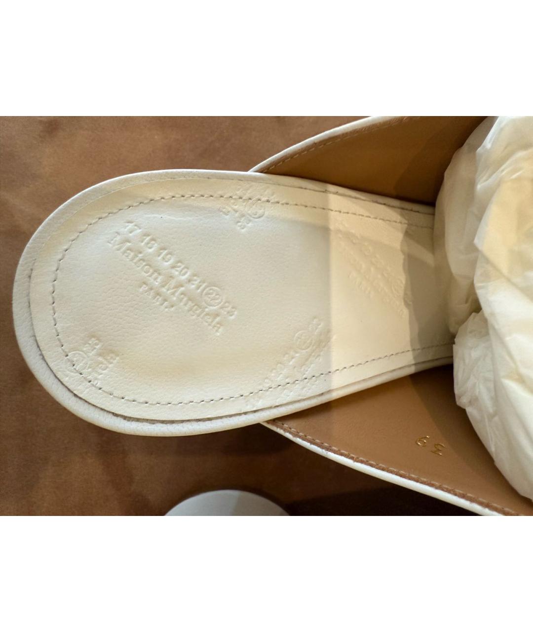 MM6 MAISON MARGIELA Белые кожаные мюли, фото 8