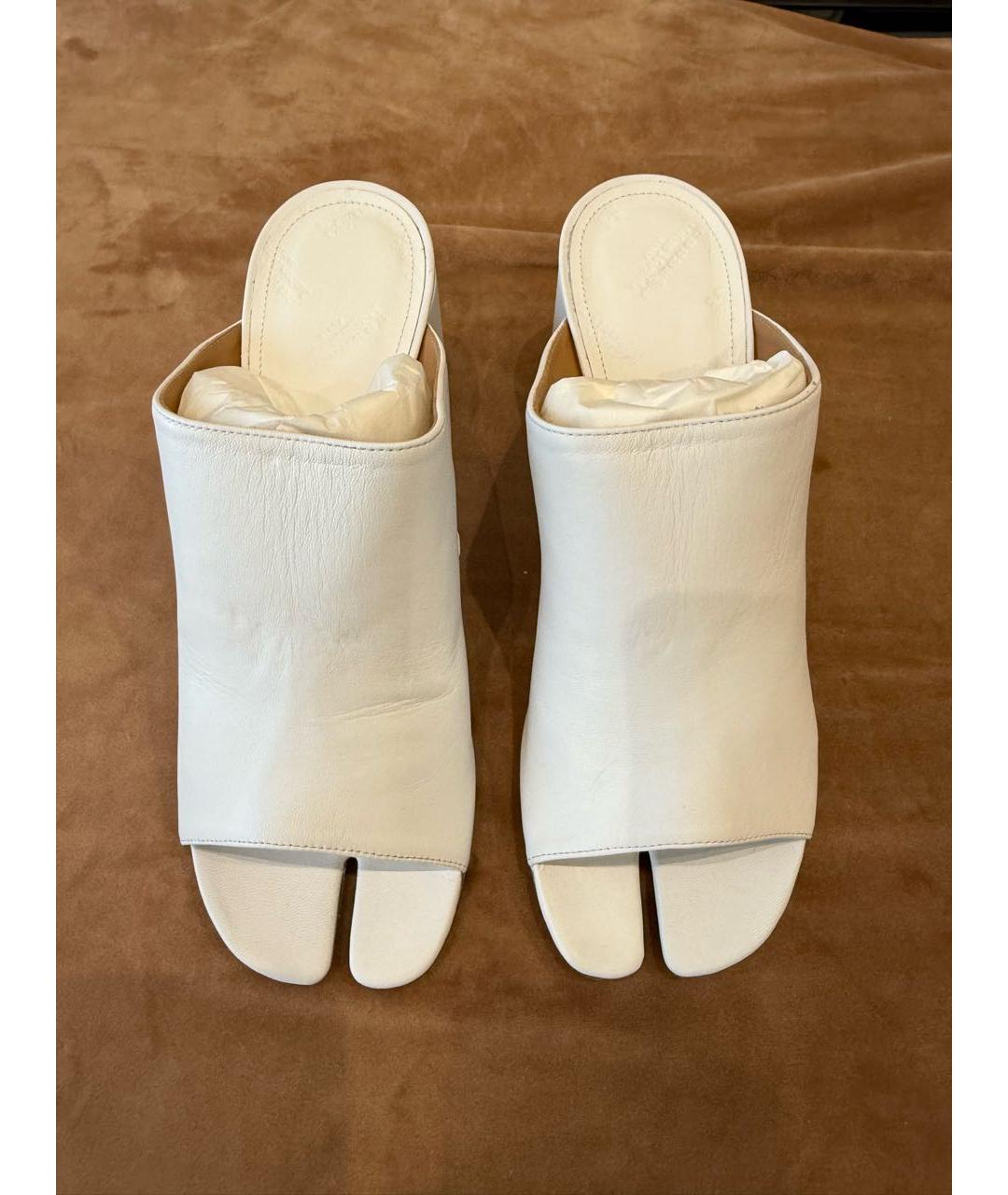 MM6 MAISON MARGIELA Белые кожаные мюли, фото 3