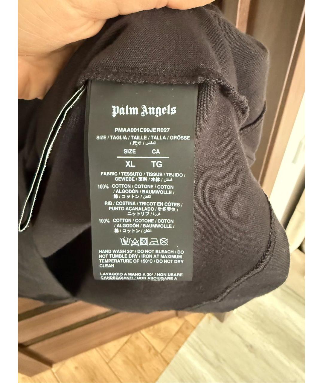 PALM ANGELS Черная хлопковая футболка, фото 5