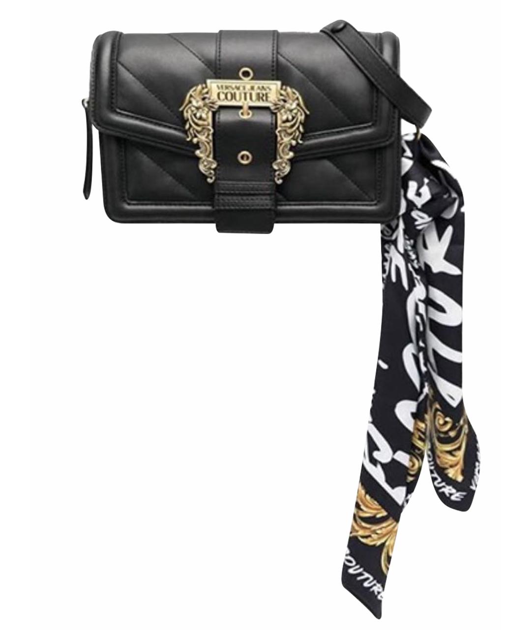 VERSACE JEANS COUTURE Черная кожаная сумка через плечо, фото 1