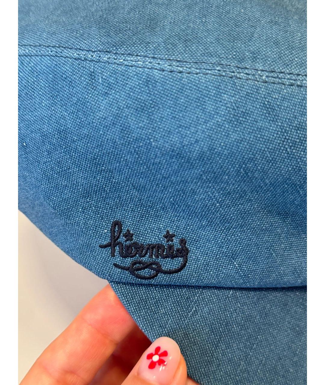 HERMES Синяя льняная кепка, фото 3
