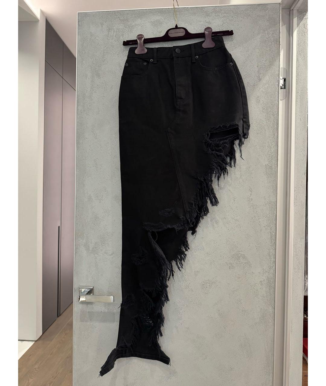 ALEXANDER WANG Черная хлопковая юбка мини, фото 7