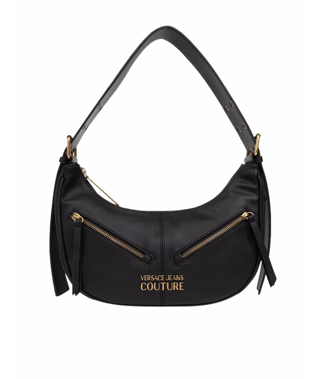 VERSACE JEANS COUTURE Черная кожаная сумка с короткими ручками, фото 1