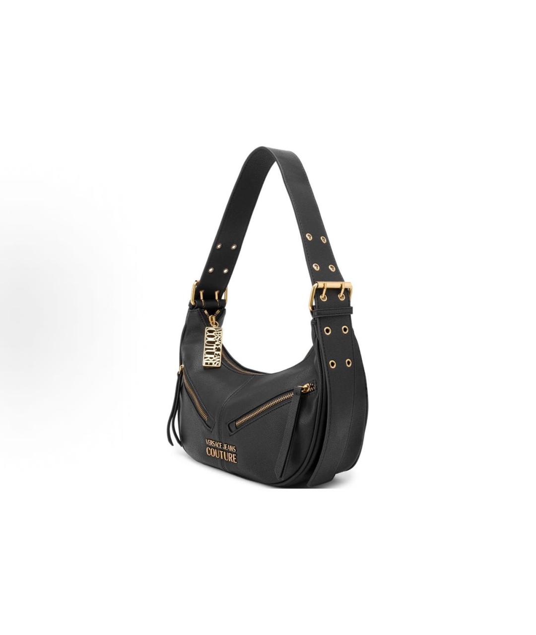 VERSACE JEANS COUTURE Черная кожаная сумка с короткими ручками, фото 3