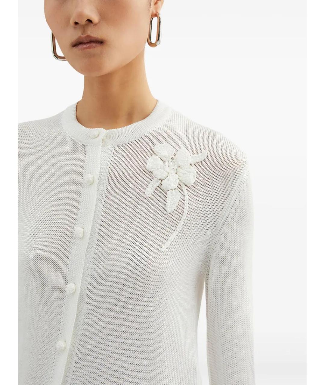 JIL SANDER Белый вискозный кардиган, фото 4