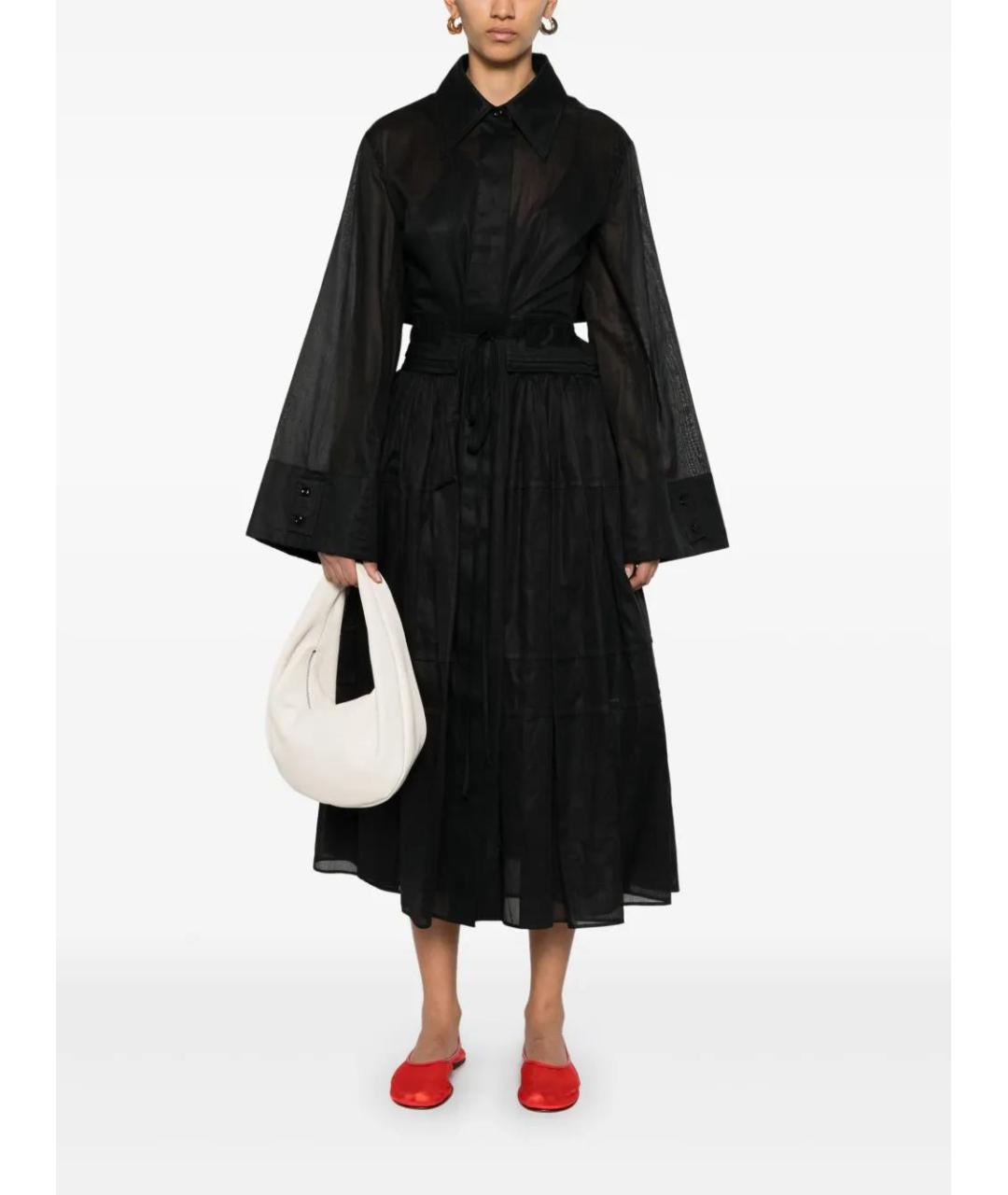 JIL SANDER Черное хлопковое повседневное платье, фото 2