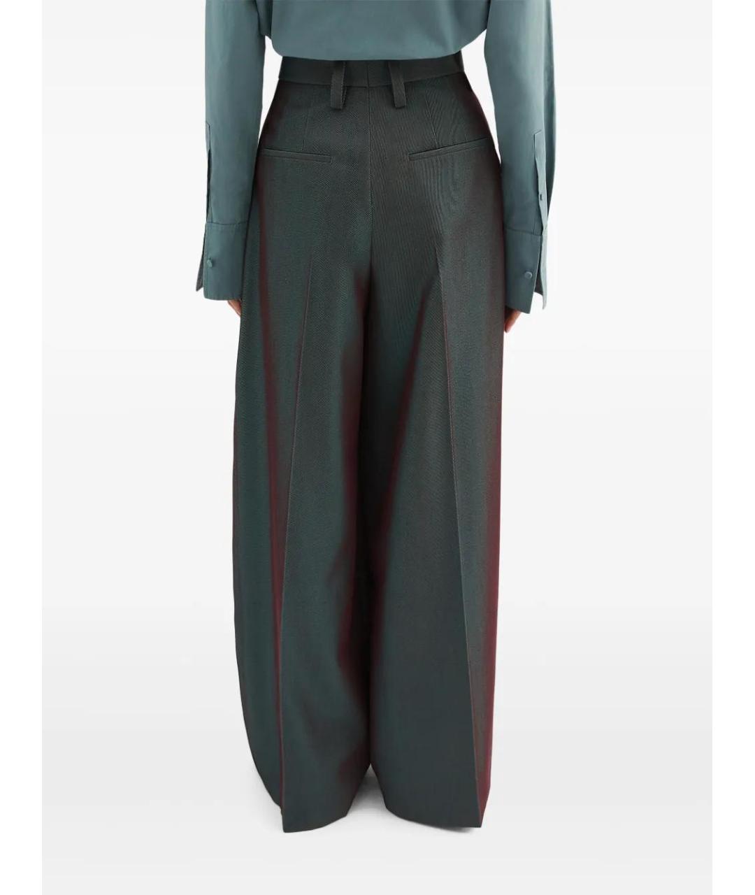 JIL SANDER Зеленые шерстяные брюки широкие, фото 4