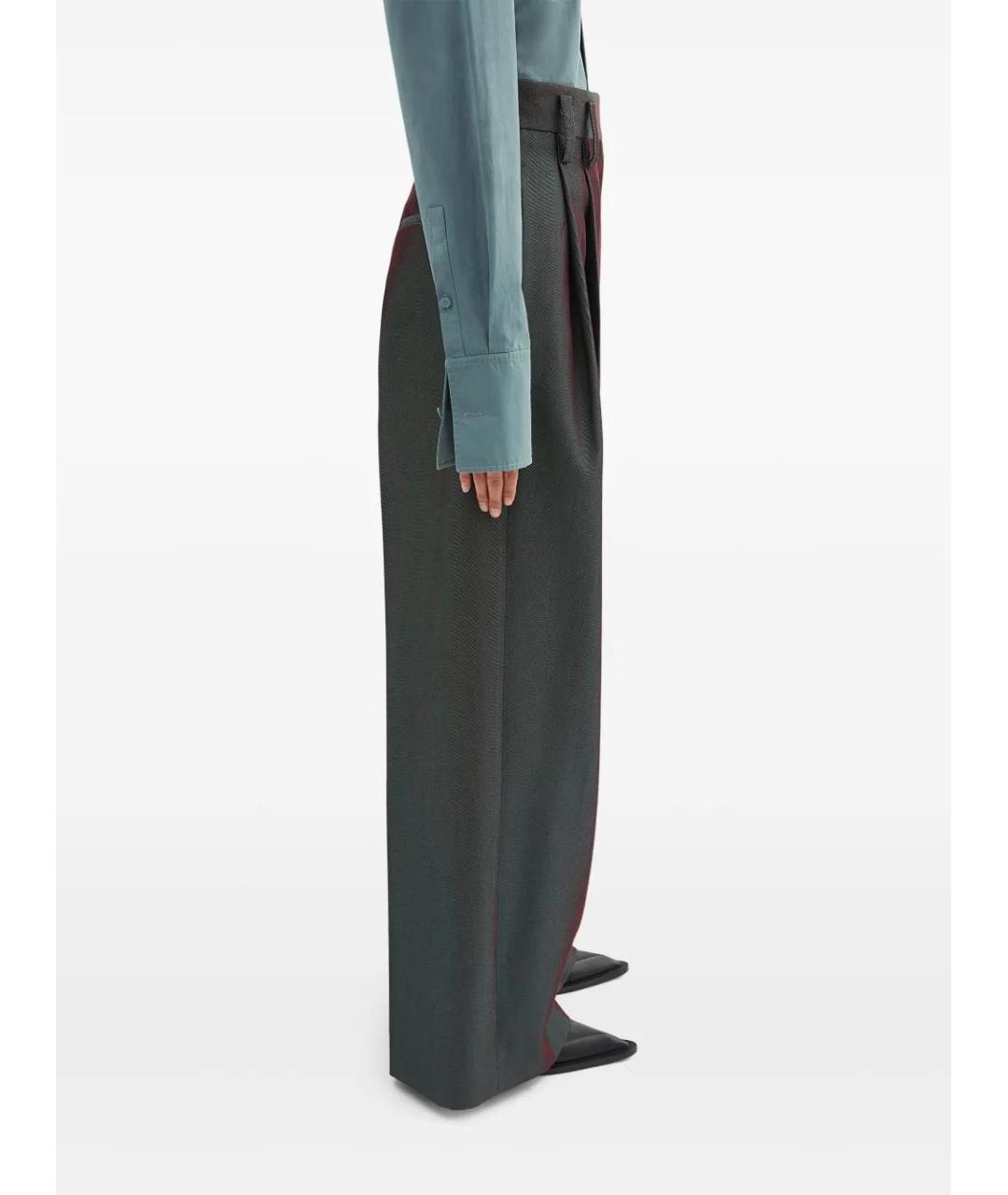 JIL SANDER Зеленые шерстяные брюки широкие, фото 3
