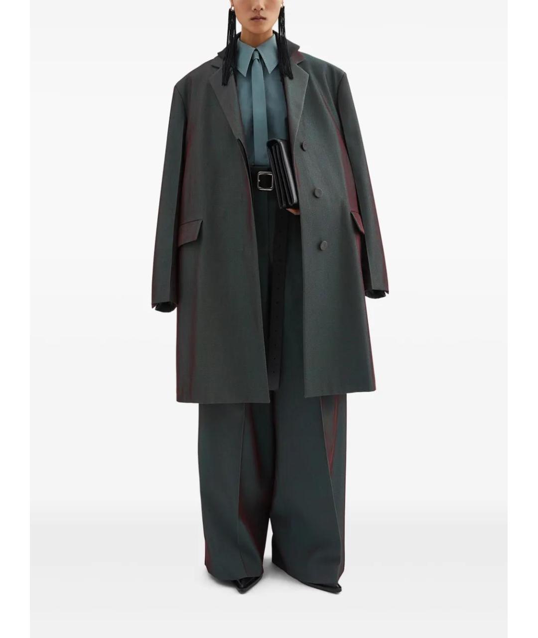 JIL SANDER Зеленые шерстяные брюки широкие, фото 2