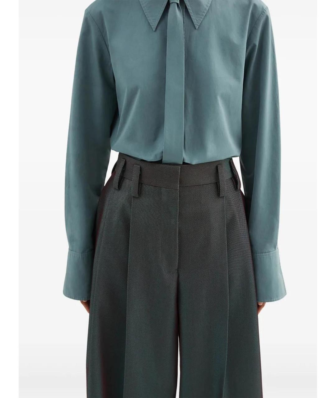 JIL SANDER Зеленые шерстяные брюки широкие, фото 5