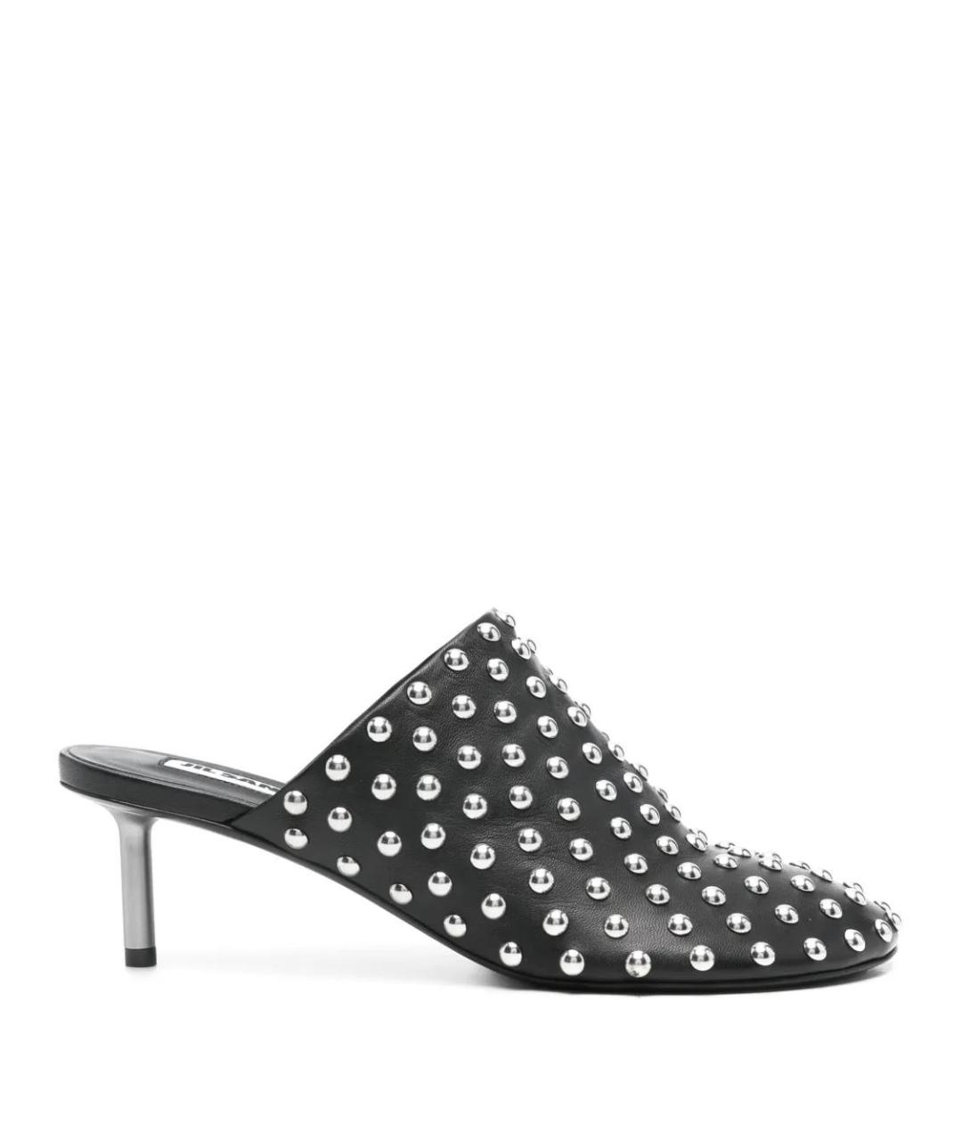 JIL SANDER Черные кожаные мюли, фото 1