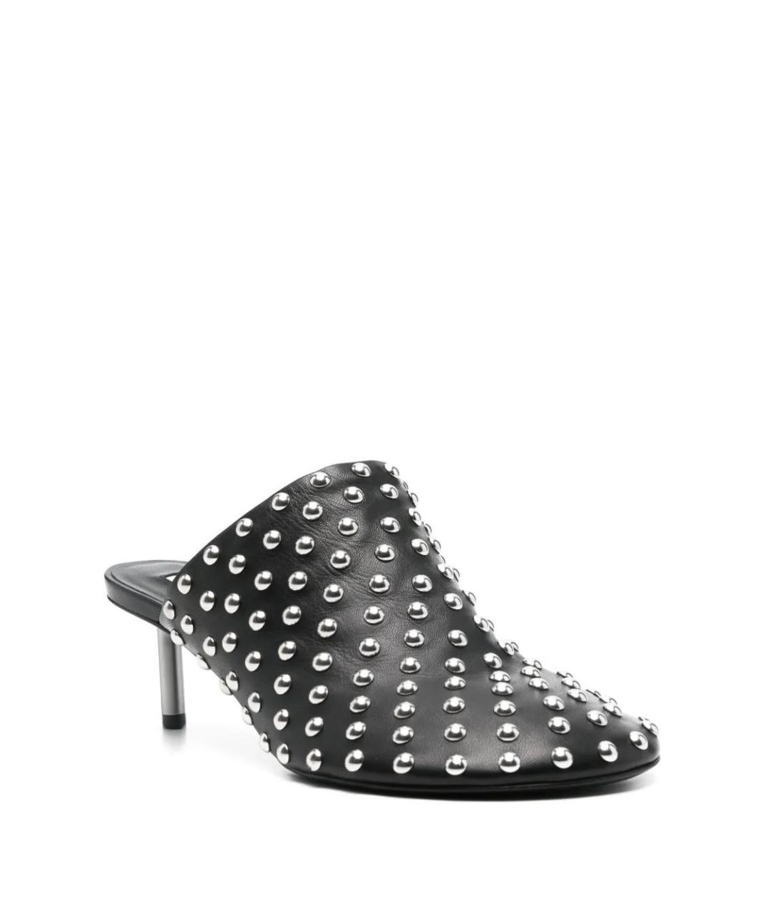 JIL SANDER Черные кожаные мюли, фото 2