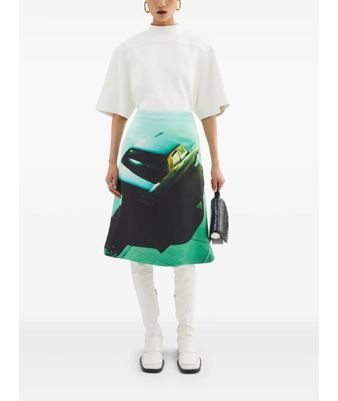 JIL SANDER Зеленая вискозная юбка миди, фото 2