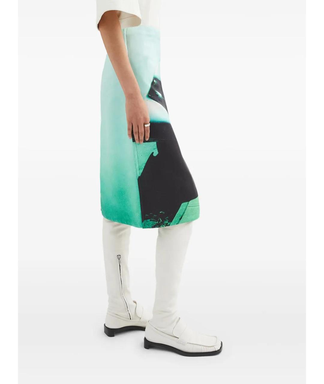 JIL SANDER Зеленая вискозная юбка миди, фото 3