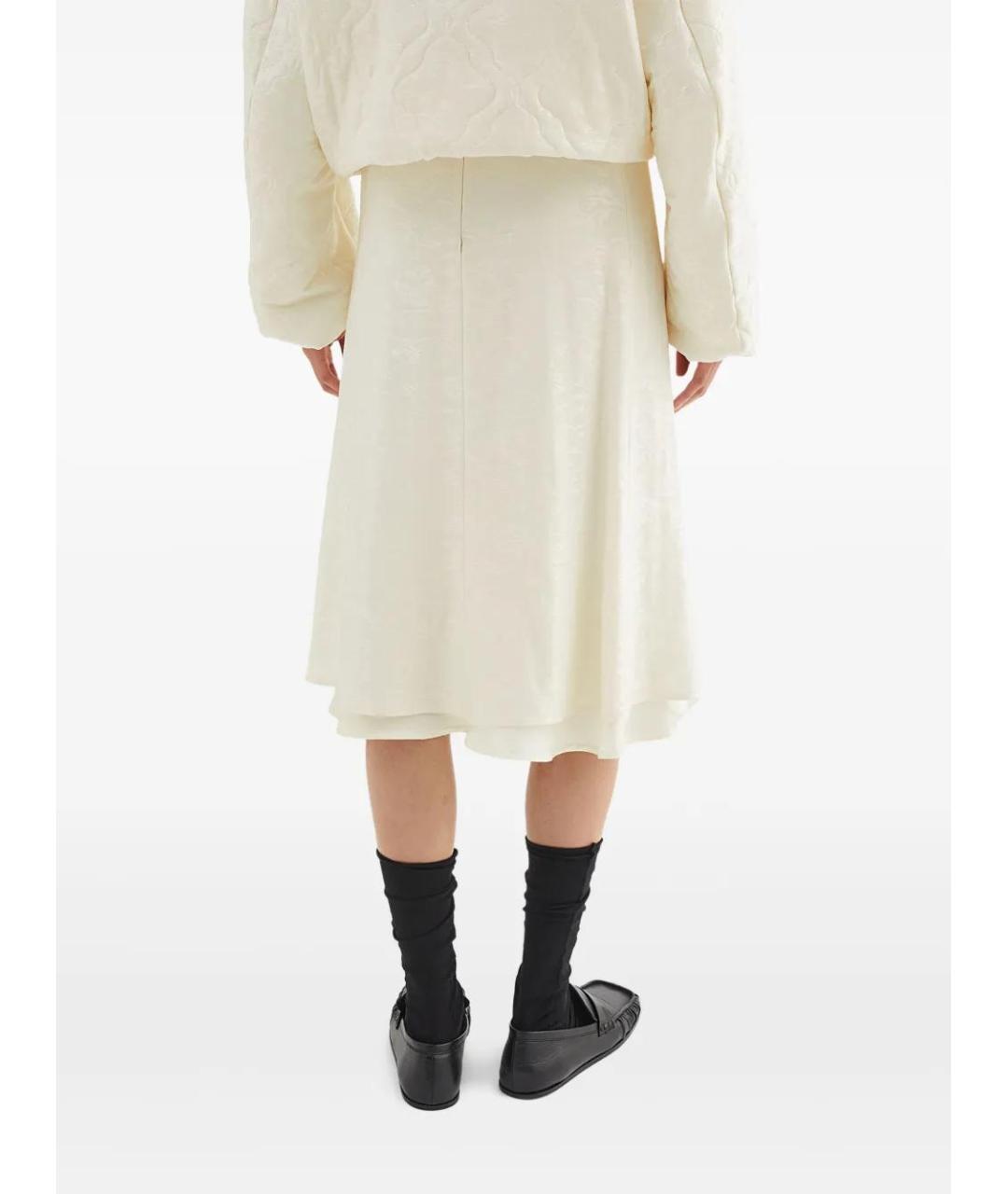 JIL SANDER Белая хлопковая юбка миди, фото 4