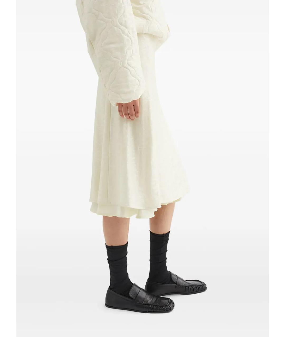 JIL SANDER Белая хлопковая юбка миди, фото 3
