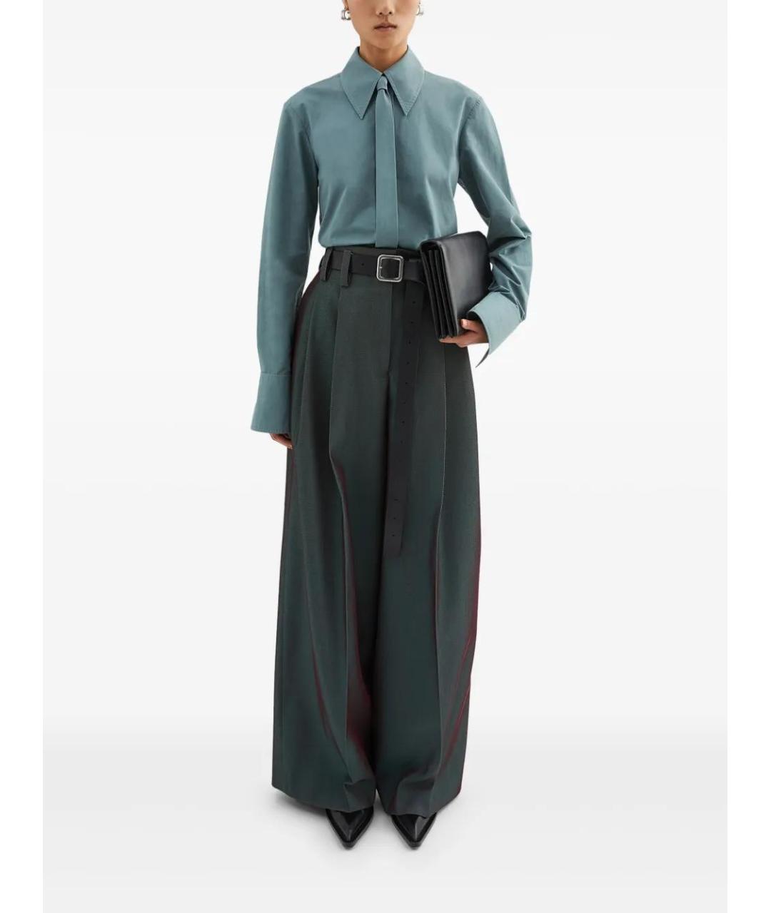 JIL SANDER Бирюзовая хлопковая рубашка, фото 2